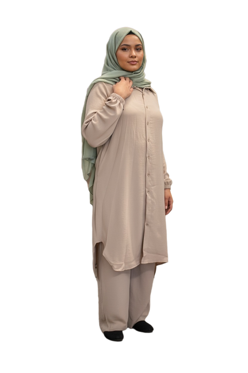 2-Piece Button-Down Dress with Pockets