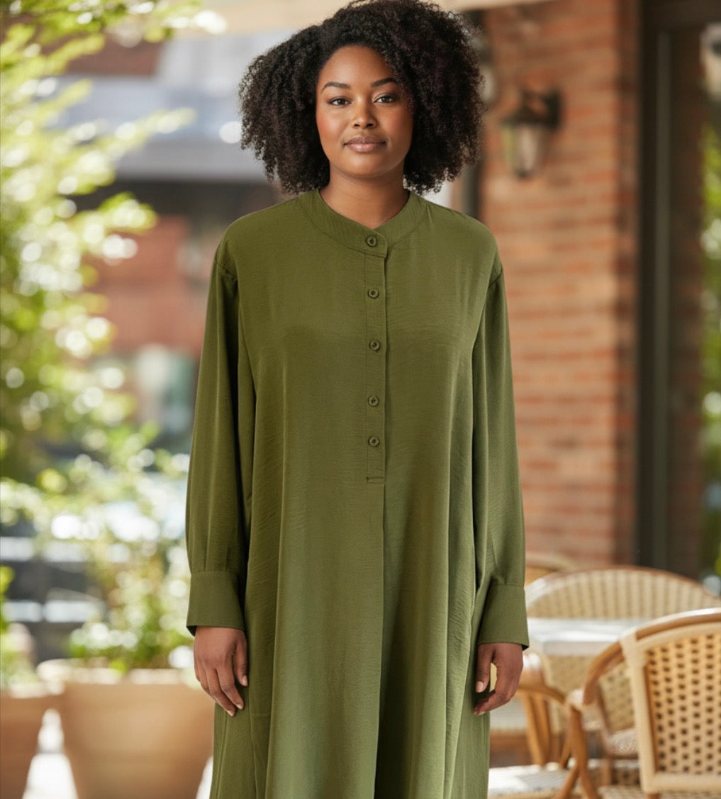 Plus size 2-Piece Button Up Dress with Pockets (Style 1)