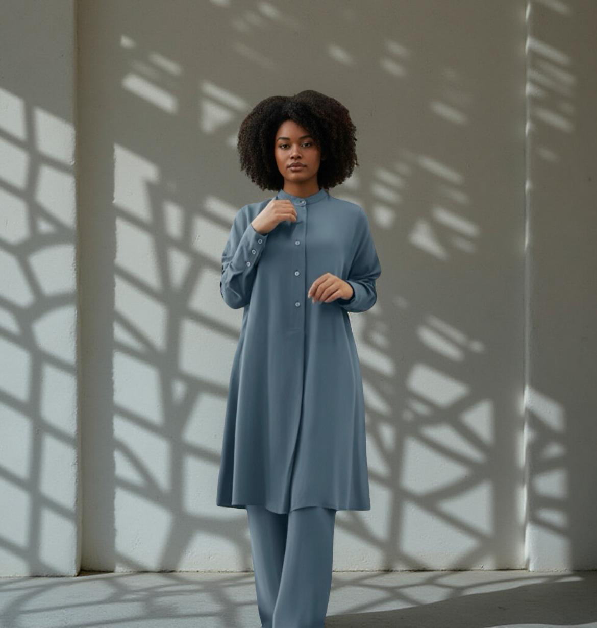 Plus size 2-Piece Button Up Dress with Pockets (Style 1)