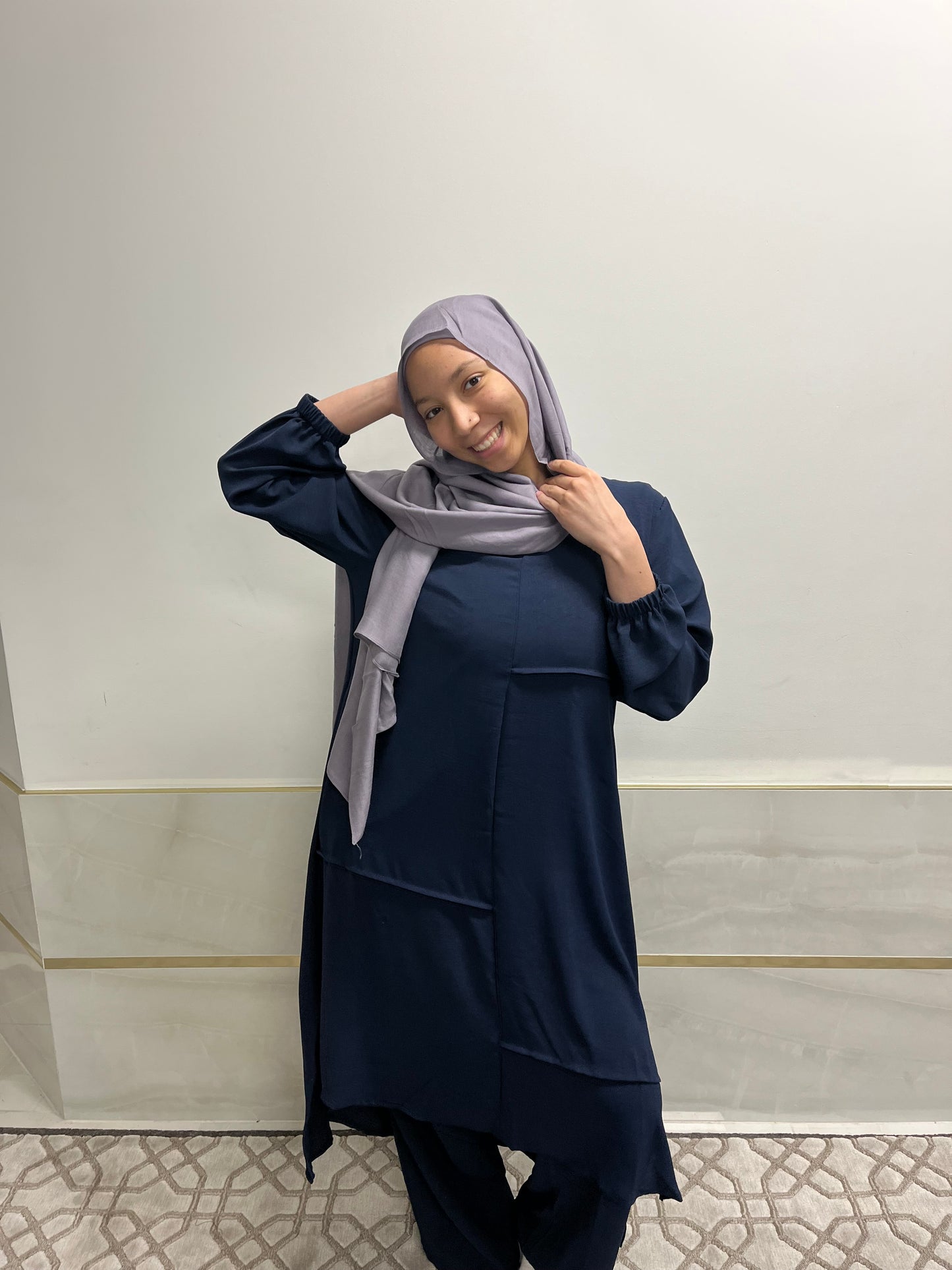 Neutral 2-Piece Dress with Pockets