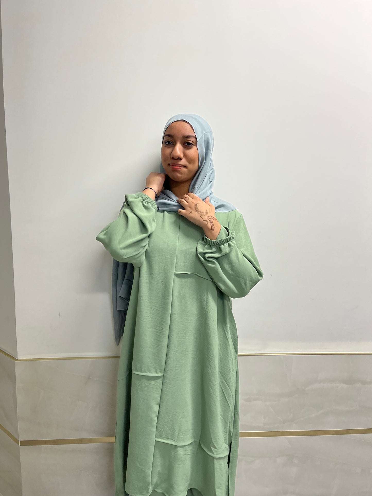 Neutral 2-Piece Dress with Pockets