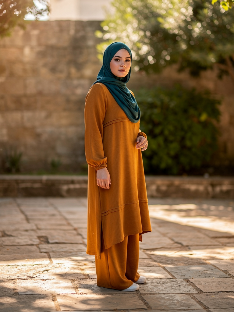 Plus size Colorful 2-Piece Dress with Pockets