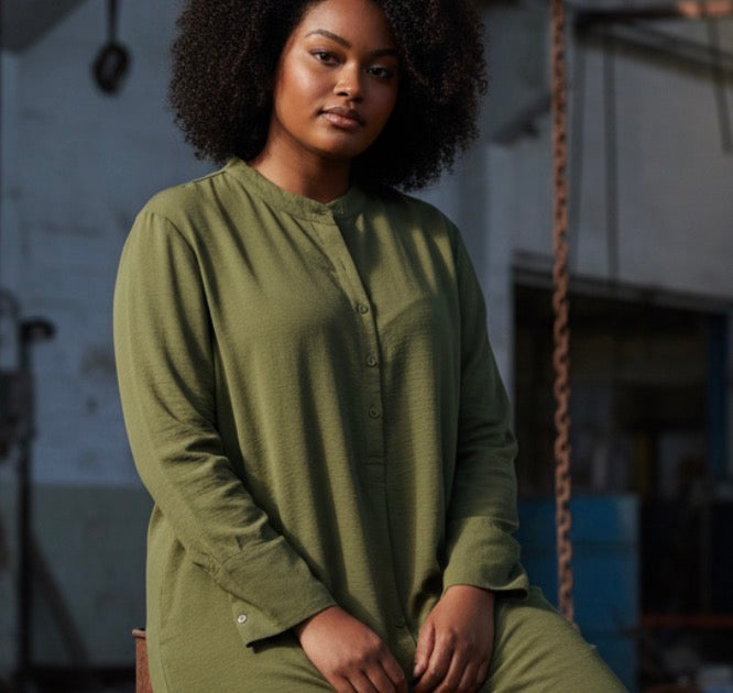 Plus size 2-Piece Button Up Dress with Pockets (Style 1)