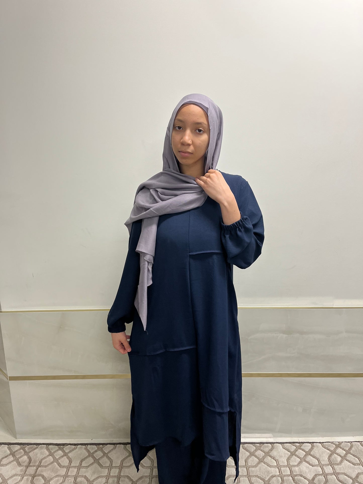 Neutral 2-Piece Dress with Pockets