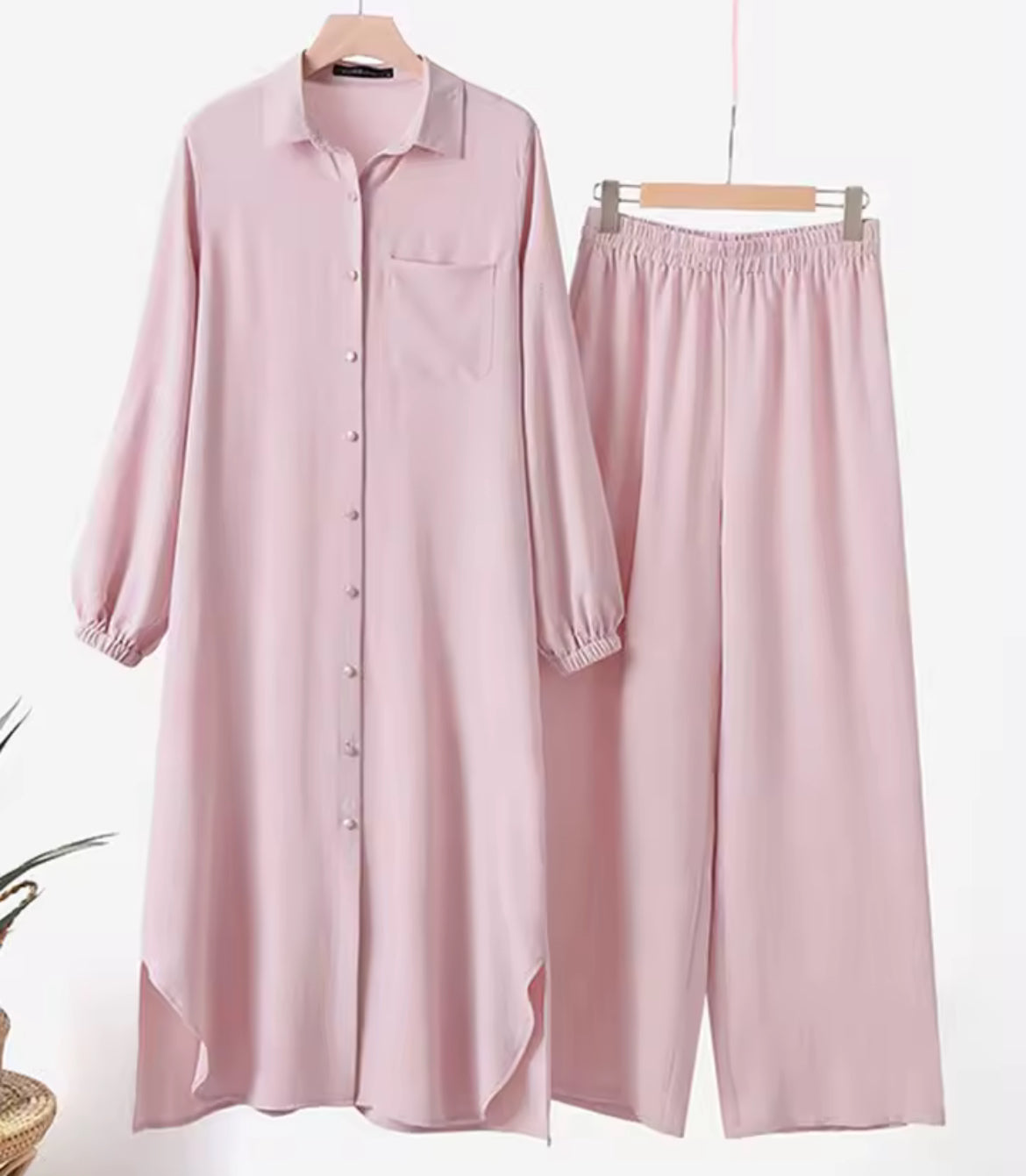 2-Piece Button-Down Dress with Pockets