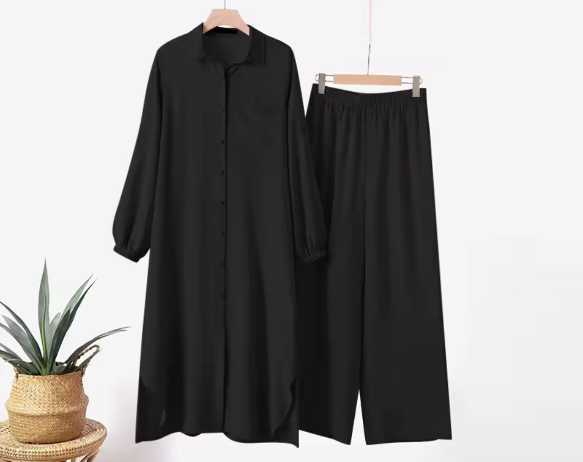 2-Piece Button-Down Dress with Pockets